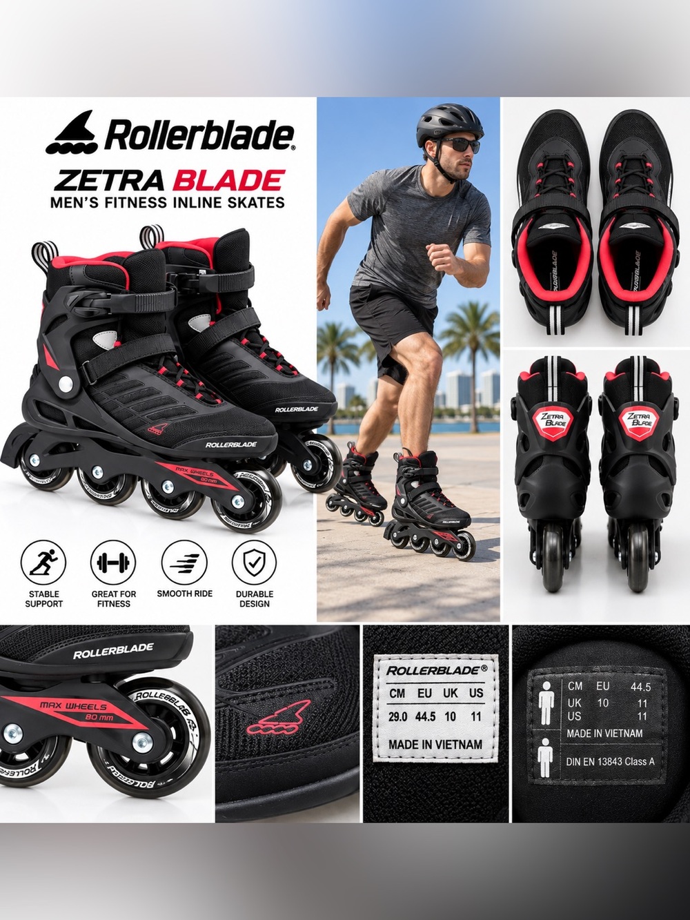 Rollerblade Zetrablade Men's Fitness Inline Skates, US Size 11